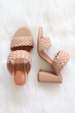 Chunky Braided Woven Heels-Nude Beige