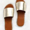 Single Band Gold Trim Sandals Slides-Metallic Gold