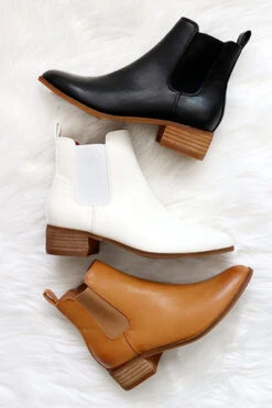 Faux Leather Chelsea Ankle Booties With Low Wooden Heel-Camel Brown -LumiWear Store norway ccoccis allcolors1 1
