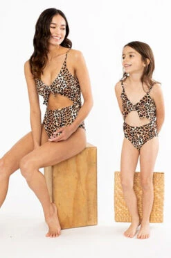 Animal Print Tie Front Cut Out One Piece Swimsuit-Cheetah Leopard Print -LumiWear Store one piece f1805 cheetah4