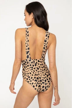 Animal Print Low Cut Deep V-Neck One Piece Swimsuit-Cheetah Leopard Print -LumiWear Store one piece f1811 leopard3