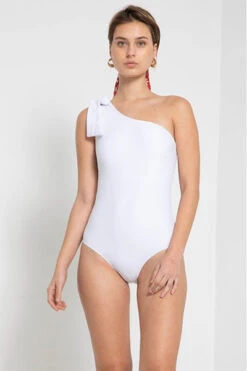 One Shoulder One Piece Swimsuit-White