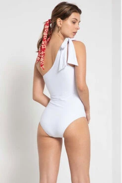 One Shoulder One Piece Swimsuit-White -LumiWear Store oneshoulder swimsuit f1803 white3