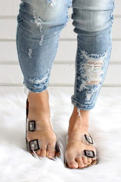 Clear Double Strap Buckle Sandals With Animal Print Sole-Leopard Cheetah Print -LumiWear Store paradise leopard5 3