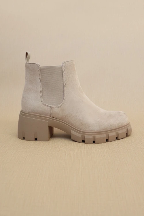 Chelsea Ankle Boots With Lug Sole Chunky Heel-Taupe 2 Chelsea Ankle Boots With Lug Sole Chunky Heel-Taupe - Image 2