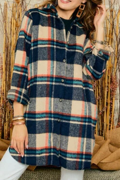 Flannel Button Up Plaid Shirt With Pockets-Navy Blue And Taupe 9 Flannel Button Up Plaid Shirt With Pockets-Navy Blue And Taupe -LumiWear Store plaid shirt cej1987a n5 navytaupe4