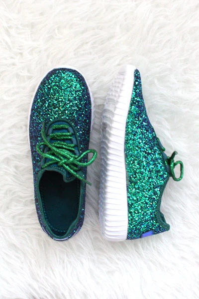 Lace Up Glitter Bomb Sneakers Shoes-Green - (LIMITED TIME SALE!) 1 Lace Up Glitter Bomb Sneakers Shoes-Green - (LIMITED TIME SALE!)