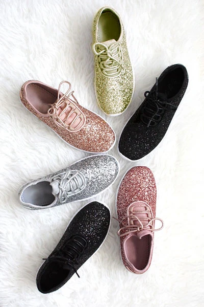 Lace Up Glitter Bomb Sneakers Shoes-Rose Gold - (LIMITED TIME SALE!) 4 Lace Up Glitter Bomb Sneakers Shoes-Rose Gold - (LIMITED TIME SALE!) - Image 4