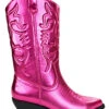 Metallic Embroidered Tall Western Cowboy Cowgirl Boots-Fuchsia Hot Pink