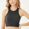 Ribbed Cropped Tank Top-Black