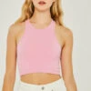 Ribbed Cropped Tank Top-Pink