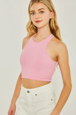 Ribbed Cropped Tank Top-Pink -LumiWear Store ribbed crop tank 2997ty pink2
