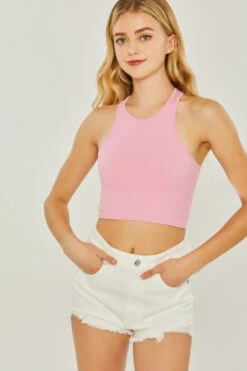 Ribbed Cropped Tank Top-Black -LumiWear Store ribbed crop tank 2997ty pink4 1
