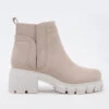 Faux Suede Chelsea Ankle Boots With Chunky Heel And Lug Sole-Taupe