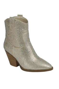 Rhinestone Cowgirl Western Booties Cowboy Boots-Gold