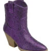 Rhinestone Cowgirl Western Booties Cowboy Boots-Purple