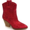 Rhinestone Cowgirl Western Booties Cowboy Boots-Red