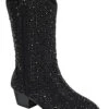 Tall Rhinestone Cowgirl Western Booties Cowboy Boots-Black