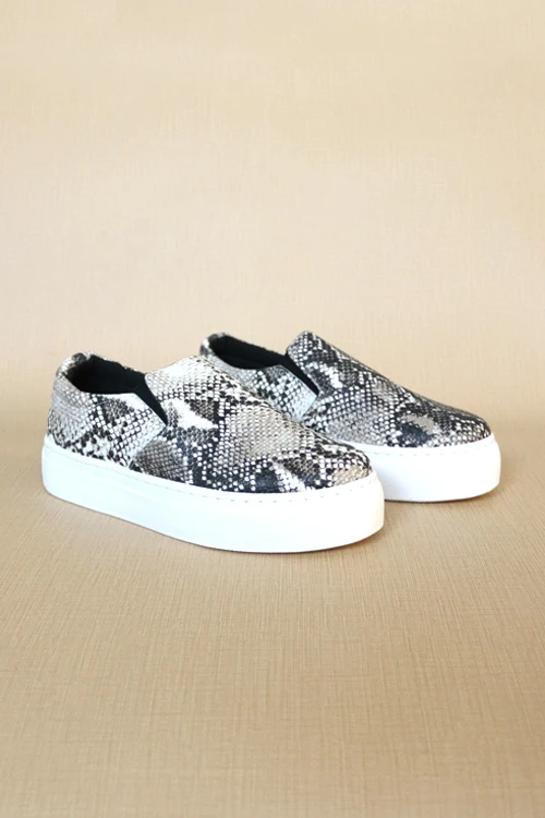 Platform Casual Animal Print Slip On Shoes-Snake Skin Print 1 Platform Casual Animal Print Slip On Shoes-Snake Skin Print