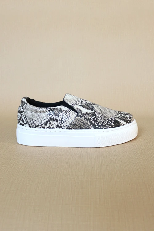 Platform Casual Animal Print Slip On Shoes-Snake Skin Print 2 Platform Casual Animal Print Slip On Shoes-Snake Skin Print - Image 2