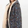 Leopard Print Hooded Reversible Soft Sherpa Teddy Bear Sweater Jacket-Blue Leopard