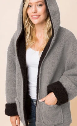 LumiWear Store -LumiWear Store sherpa reversible jacket 52 blackgrey2