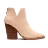 Faux Suede Pointy Toe Side Cutout Booties-Taupe