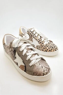 Animal Snake Print Lace Up Low Top Star Sneakers-Snake Print -LumiWear Store spiko snake3