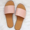 Woven Single Band Sandals Slides With Studded Trim-Blush