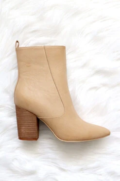 Faux Leather Croc Print High Ankle Boots With Wooden Heel-Camel Brown