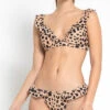 Two Piece Animal Print Ruffle Swimsuit Brazilian Bikini-Leopard Print