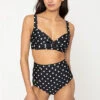 Two Piece High Waisted Bikini Swimsuit-Black Polka Dot