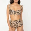 Two Piece High Waisted Animal Print Ruffle Swimsuit-Leopard Print