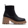Pull On Lug Sole Chelsea Ankle Boots With Chunky Heel-Black