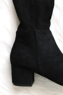 Faux Suede Over The Knee Boots With Low Heel-Black -LumiWear Store wynter 1 black3