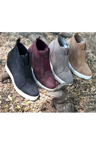 Perforated Wedge Sneakers-Light Grey 3 Perforated Wedge Sneakers-Light Grey - Image 3