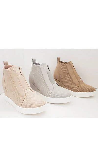 Perforated Wedge Sneakers-Light Grey 2 Perforated Wedge Sneakers-Light Grey - Image 2
