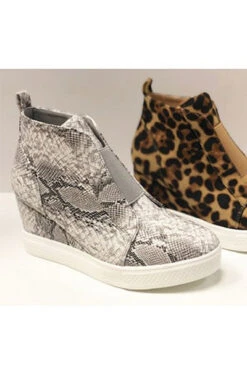Animal Print Wedge Sneakers-Snake Skin Print